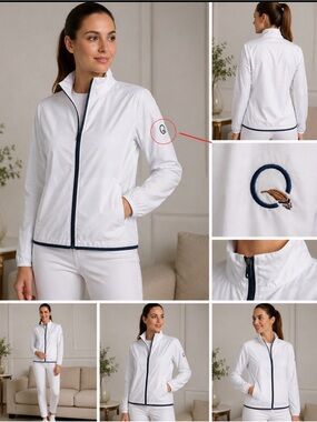 Peter Millar White Windbreaker Jacket Women XS Lightweight Golf Full Zip .
